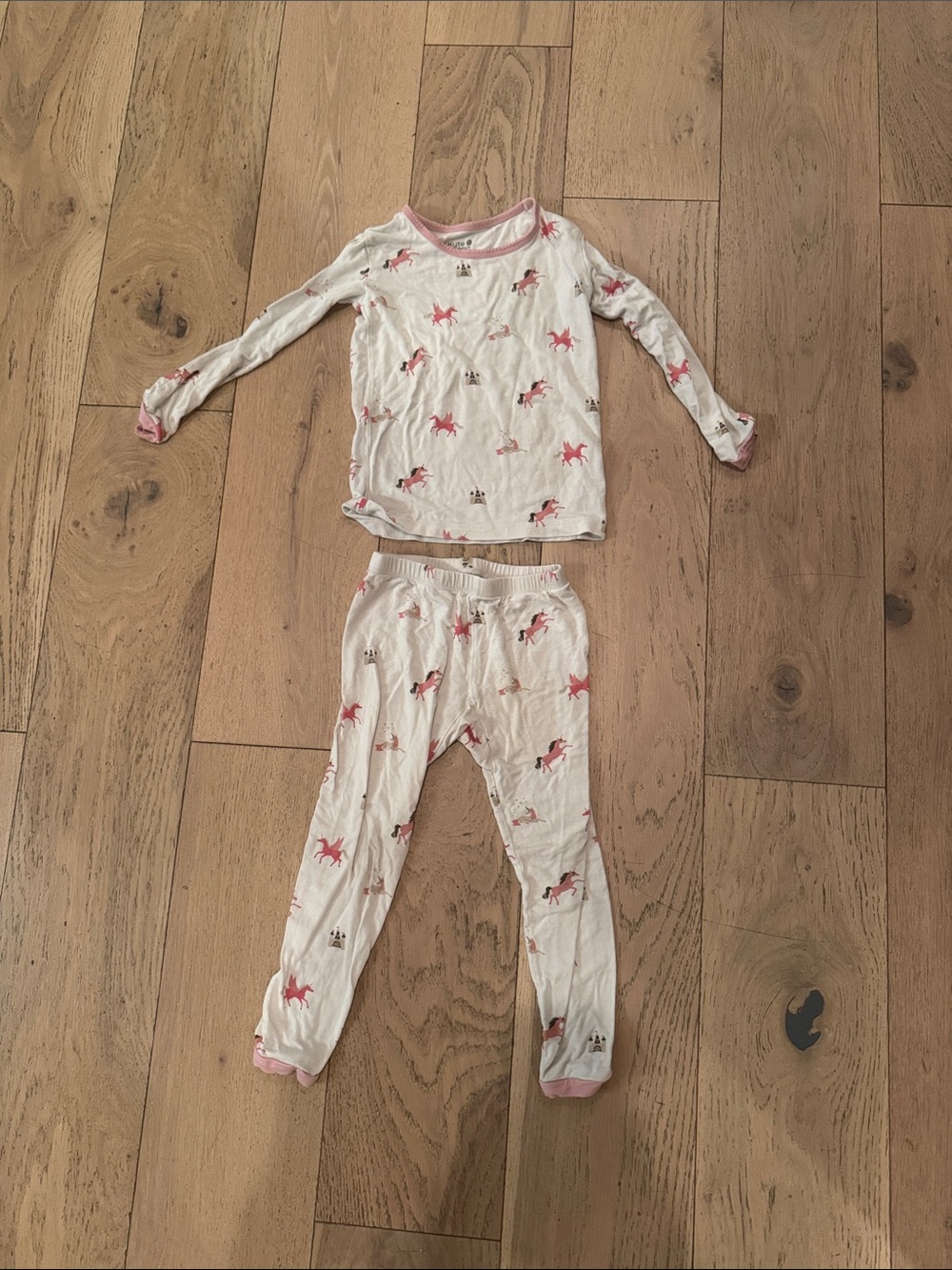 Kyte BABY White Pajama Set with Pink Unicorns